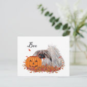 Pekingese Halloween Postkarte (Stehend Vorderseite)