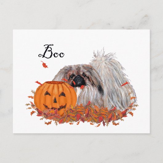 Pekingese Halloween Postkarte (Vorderseite)