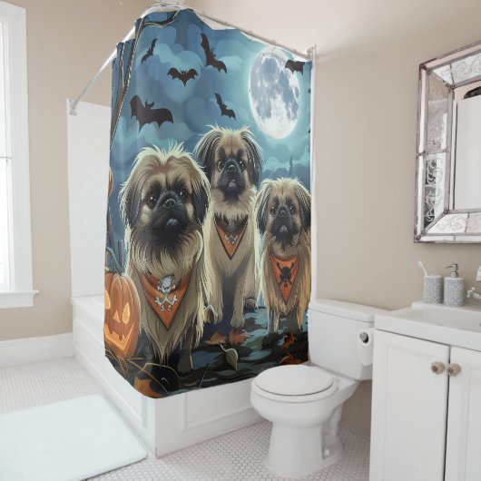 Pekingese Halloween Spooky Duschvorhang (Beispiel)