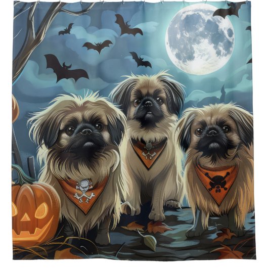 Pekingese Halloween Spooky Duschvorhang (Vorderseite)