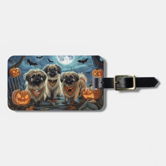 Pekingese Halloween Spooky Gepäckanhänger (Vorderseite horizontal)