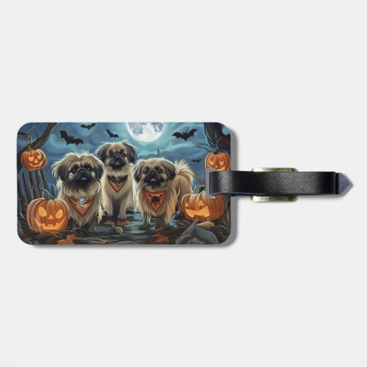 Pekingese Halloween Spooky Gepäckanhänger (Rückseite horizontal)