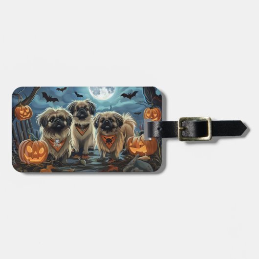 Pekingese Halloween Spooky Gepäckanhänger (Vorderseite horizontal)