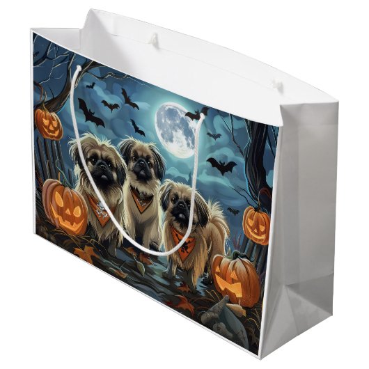 Pekingese Halloween Spooky Große Geschenktüte (Rückseite Schrägansicht)