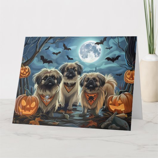 Pekingese Halloween Spooky Karte (Vorderseite)