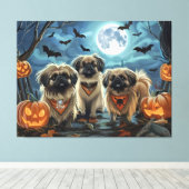 Pekingese Halloween Spooky Leinwanddruck (Insitu (Holzboden))