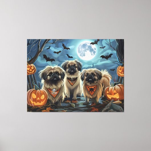 Pekingese Halloween Spooky Leinwanddruck (Vorderseite)