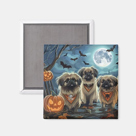 Pekingese Halloween Spooky Magnet (Vorderseite/Rückseite)