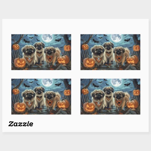 Pekingese Halloween Spooky Rechteckiger Aufkleber (Blatt)