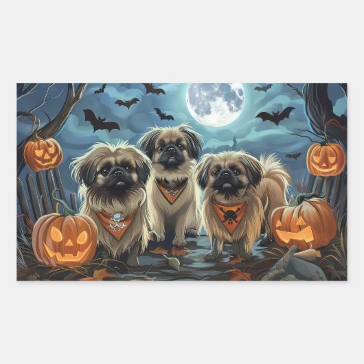 Pekingese Halloween Spooky Rechteckiger Aufkleber (Vorderseite)