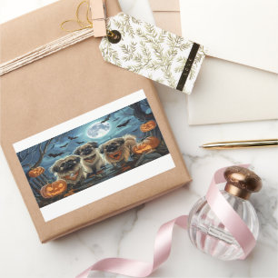 Pekingese Halloween Spooky Rechteckiger Aufkleber