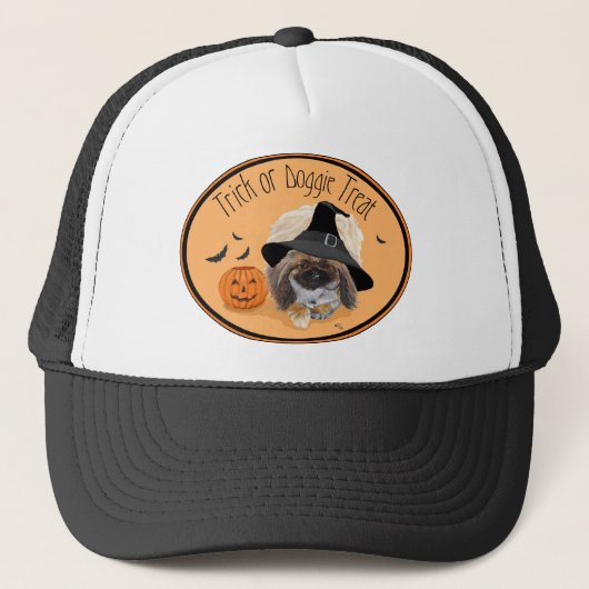 Pekingese Halloween Truckerkappe (Vorderseite)