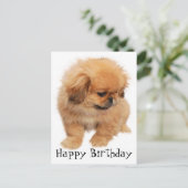 Pekingese Happy Birthday Puppy Dog Black Postkarte (Stehend Vorderseite)