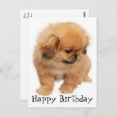 Pekingese Happy Birthday Puppy Dog Black Postkarte (Vorne/Hinten)