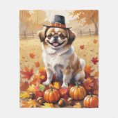 Pekingese Herbstausgang Erntedank Art Fleecedecke (Vorderseite)
