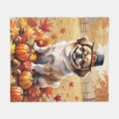 Pekingese Herbstausgang Erntedank Art Fleecedecke (Vorderseite (Horizontal))