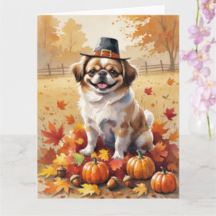 Pekingese Herbstausgang Erntedank Art Karte