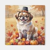 Pekingese Herbstausgang Erntedank Art Magnet (Vorne)