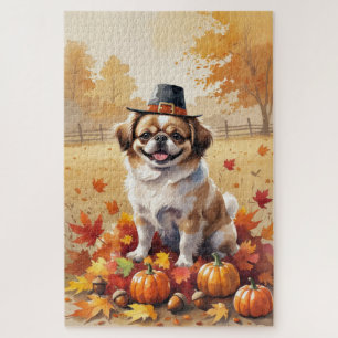 Pekingese Herbstausgang Erntedank Art Puzzle