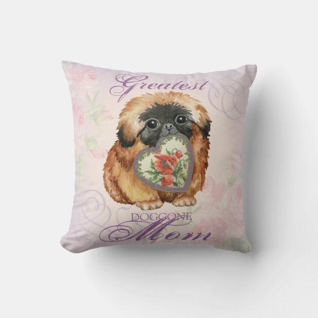 Pekingese Herzerkrankung Mama Kissen (Vorderseite)