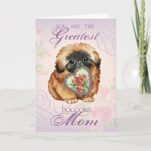 Pekingese Herzliche Mama Karte (Vorderseite)