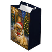 Pekingese Holiday  Card Mittlere Geschenktüte (Vorderseite Schrägansicht)