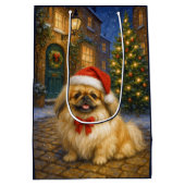 Pekingese Holiday  Card Mittlere Geschenktüte (Rückseite)