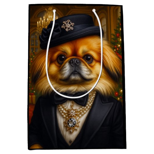 Pekingese Holiday  Mittlere Geschenktüte (Vorderseite)