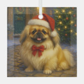 Pekingese Holiday  Ornament Aus Glas (Vorderseite)