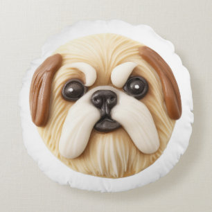 Pekingese Hund 3D Inspiriert Rundes Kissen