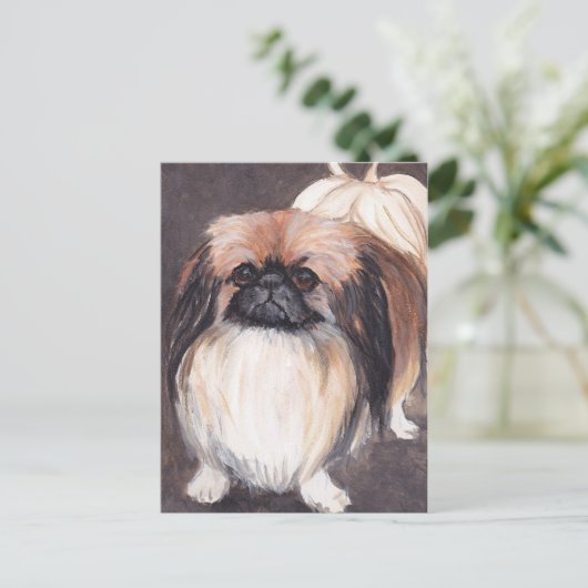 Pekingese Hund Art Postkarte (Stehend Vorderseite)