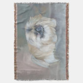 Pekingese Hund auf Taupe Decke (Vorderseite Vertikal)