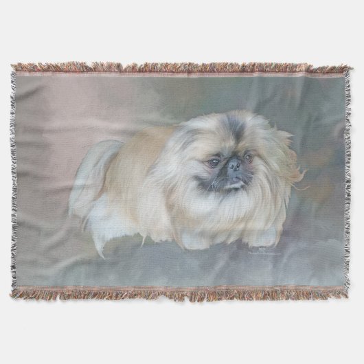 Pekingese Hund auf Taupe Decke (Vorderseite)