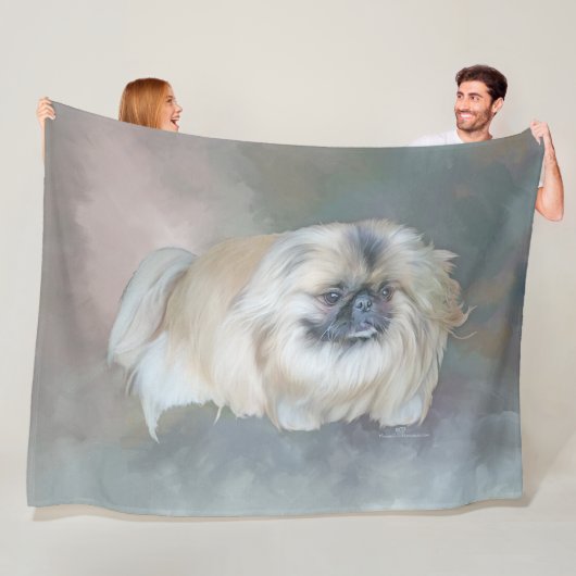 Pekingese Hund auf Taupe Fleecedecke (Beispiel)