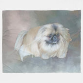 Pekingese Hund auf Taupe Fleecedecke (Vorderseite (Horizontal))