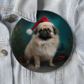 Pekingese Hund im Schnee Weihnachten Button (Beispiel)