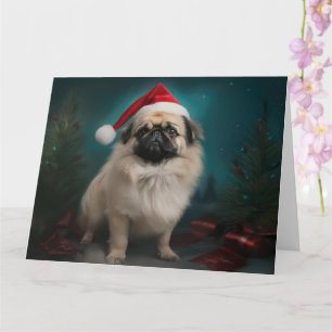 Pekingese Hund im Schnee Weihnachten Karte