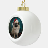 Pekingese Hund im Schnee Weihnachten Keramik Kugel-Ornament (Rechts)