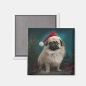 Pekingese Hund im Schnee Weihnachten Magnet (Vorderseite/Rückseite)
