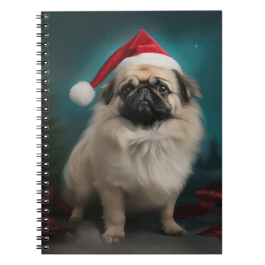 Pekingese Hund im Schnee Weihnachten Notizblock (Vorderseite)