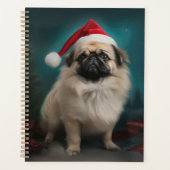 Pekingese Hund im Schnee Weihnachten Planer (Vorderseite)