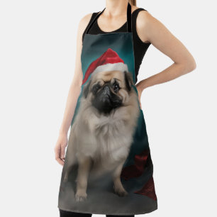 Pekingese Hund im Schnee Weihnachten Schürze