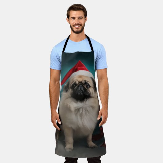 Pekingese Hund im Schnee Weihnachten Schürze (Getragen)