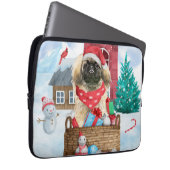 Pekingese Hund im Schnee Weihnachtshaus Laptopschutzhülle (Vorne Rechts)