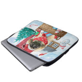 Pekingese Hund im Schnee Weihnachtshaus Laptopschutzhülle (Vorne Knopf)