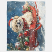 Pekingese Hund in Sledge Lass es Schnee Weihnachte Fleecedecke (Vorderseite)