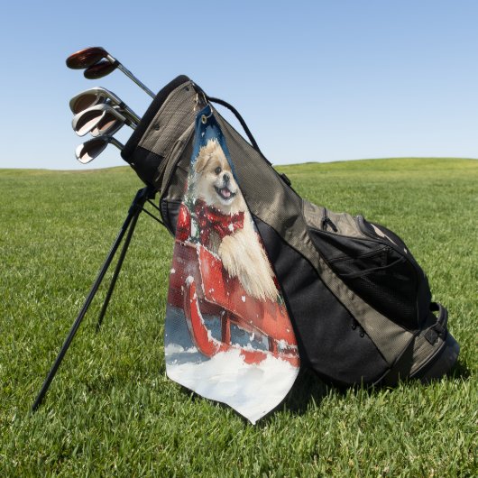 Pekingese Hund in Sledge Lass es Schnee Weihnachte Golfhandtuch (Gras)