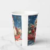 Pekingese Hund in Sledge Lass es Schnee Weihnachte Pappbecher (Links)