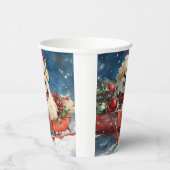 Pekingese Hund in Sledge Lass es Schnee Weihnachte Pappbecher (Rechts)