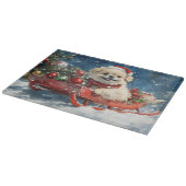 Pekingese Hund in Sledge Lass es Schnee Weihnachte Schneidebrett (Ecke)